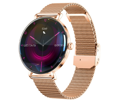 FOREVER Lucca SB-370 pametna ura, 1.43" AMOLED, + pikčasti pašček, roza zlata (Rose Gold)