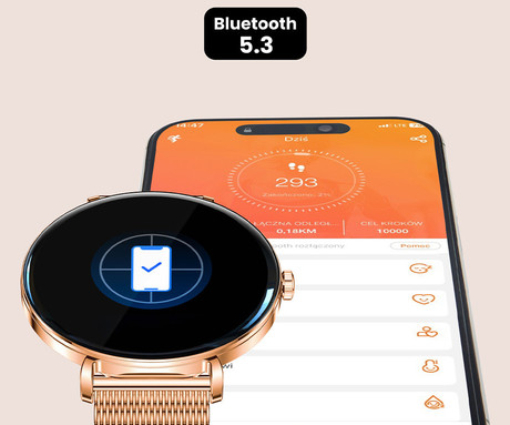 FOREVER Lucca SB-370 pametna ura, 1.43" AMOLED, + pikčasti pašček, roza zlata (Rose Gold)