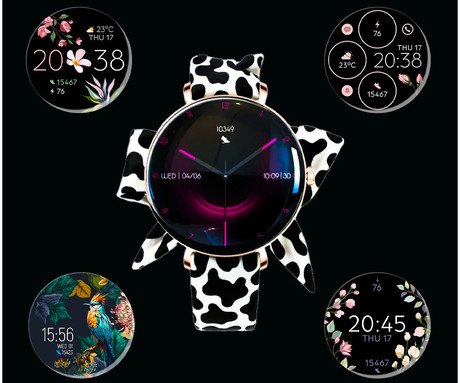 FOREVER Lucca SB-370 pametna ura, 1.43" AMOLED, + pikčasti pašček, roza zlata (Rose Gold)
