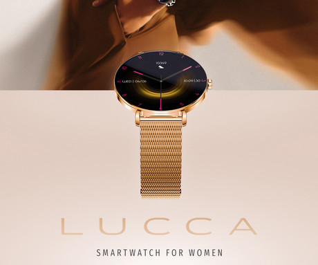 FOREVER Lucca SB-370 pametna ura, 1.43" AMOLED, + pikčasti pašček, roza zlata (Rose Gold)