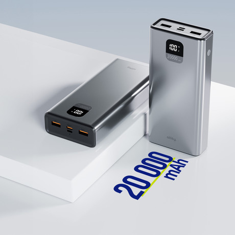 ALLITY ATK 5v1 komplet dodatne opreme, 18-predelni organizator / torbica, 20.000mAh 22.5W powerbank, 20W GaN adapter / polnilec, 1m 60W USB-C / USB-C kabel, 3x silikonska vezica, črn