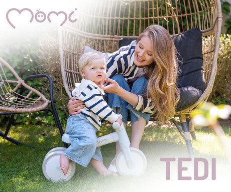 MoMi TEDI otroško kolo / poganjalec, notranja in zunanja uporaba, trojna kolesa, nedrseči ročaji, trden okvir, lahka teža, 56x36x24 cm, sivo