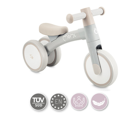 MoMi TEDI otroško kolo / poganjalec, notranja in zunanja uporaba, trojna kolesa, nedrseči ročaji, trden okvir, lahka teža, 56x36x24 cm, sivo