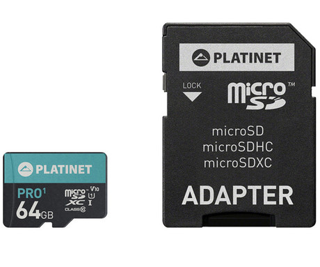 PLATINET PMMSDX64UI microSD kartica, 64GB, 70MB/s, class10, UHS-I, +adapter