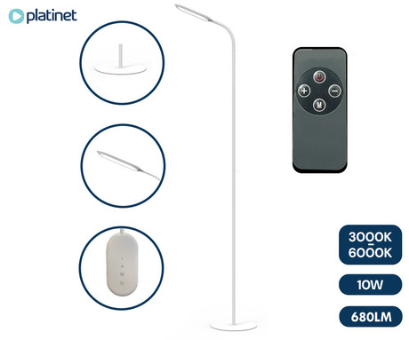 PLATINET PFL20 talna LED svetilka, 10W, do 680 lumnov, nastavljiva svetlost, nastavljiva barvna temperatura, upogljiva, IP20 odpornost, +daljinski upravljalnik, 152x23x23cm, bela