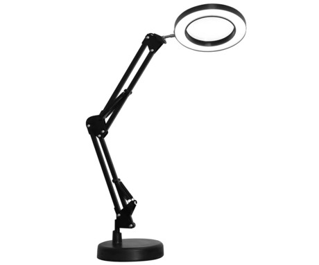 PLATINET PDLD11 MAGNIFY namizna / pisalna LED svetilka, do 500 lumnov, nastavljiva svetlost / barvna temperatura / naklon, 3x povečevalna leča, aluminij, +adapter, 48x16x15cm, črna