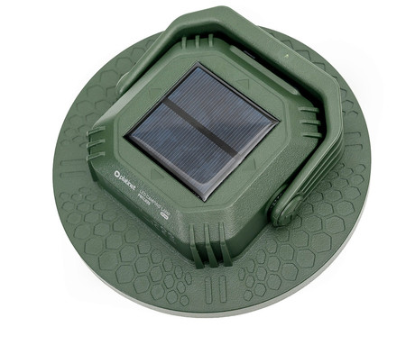 PLATINET PGCL02S CAMPING solarna LED svetilka, 1400 lumnov, 21W moč, solarni panel, stojalo, kavelj, 8000mAh polnilna baterija, 14000-2900K barvna temperatura, USB Type-C, 168x168x62mm, zelena