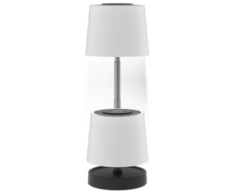 PLATINET PTL45 WAVY brezžična namizna LED svetilka, do 160 lumnov, nastavljiva svetlost / barvna temperatura / višina,  1200mAh polnilna baterija, IP44 odpornost, USB Type-C, 28.5x10cm, črno-bela