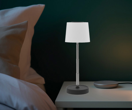 PLATINET PTL45 WAVY brezžična namizna LED svetilka, do 160 lumnov, nastavljiva svetlost / barvna temperatura / višina,  1200mAh polnilna baterija, IP44 odpornost, USB Type-C, 28.5x10cm, črno-bela