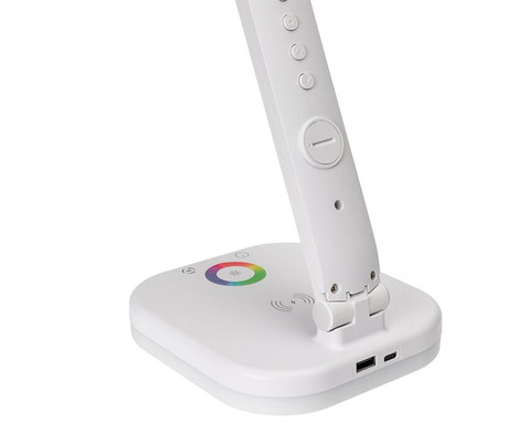 PLATINET PDL711RGB namizna LED svetilka, moderna, budilka, brezžično polnjenje, zaslon, RGB osvetlitev, 5W, bela