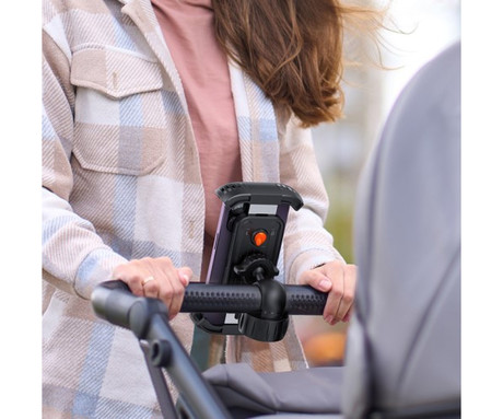 PLATINET PUBH4230 kolo / motor nosilec za telefon, univerzalni, za velikosti od 4.7" do 7", 360° vrtenje, objemka za krmilo, silikonsko držalo, črn