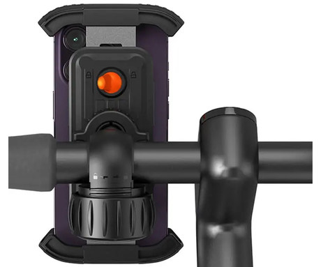 PLATINET PUBH4230 kolo / motor nosilec za telefon, univerzalni, za velikosti od 4.7" do 7", 360° vrtenje, objemka za krmilo, silikonsko držalo, črn
