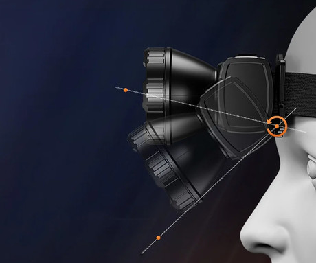 PLATINET PHLP51 naglavna LED svetilka, 10W moč, 1000 lumnov, 3000mAh polnilna baterija, nastavljiva svetlost, ZOOM funkcija, IPX4 vodoodpornost, upravljanje z gumbi / kretnjami, +naglavni trak, črna