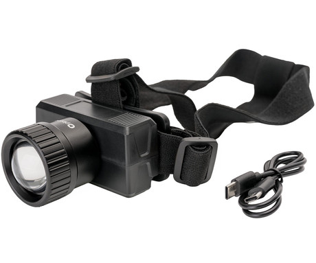 PLATINET PHLP51 naglavna LED svetilka, 10W moč, 1000 lumnov, 3000mAh polnilna baterija, nastavljiva svetlost, ZOOM funkcija, IPX4 vodoodpornost, upravljanje z gumbi / kretnjami, +naglavni trak, črna