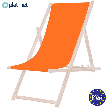 PLATINET PSW leseni ležalnik, MADE in EU, 3 stopnje nastavitve, zložljiva oblika, ultra lahka teža, zaščita pred nenamernim zlaganjem, bukov les, UV & vodoodporna tkanina, oranžen