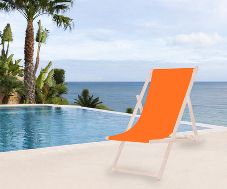 PLATINET PSW leseni ležalnik, MADE in EU, 3 stopnje nastavitve, zložljiva oblika, ultra lahka teža, zaščita pred nenamernim zlaganjem, bukov les, UV & vodoodporna tkanina, oranžen