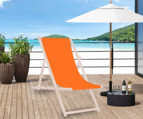 PLATINET PSW leseni ležalnik, MADE in EU, 3 stopnje nastavitve, zložljiva oblika, ultra lahka teža, zaščita pred nenamernim zlaganjem, bukov les, UV & vodoodporna tkanina, oranžen