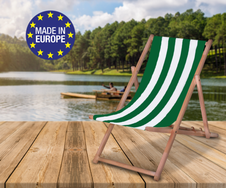 PLATINET PSW leseni ležalnik, MADE in EU, 3 stopnje nastavitve, zložljiva oblika, ultra lahka teža, zaščita pred nenamernim zlaganjem, bukov les, UV & vodoodporna tkanina, zeleno-bel