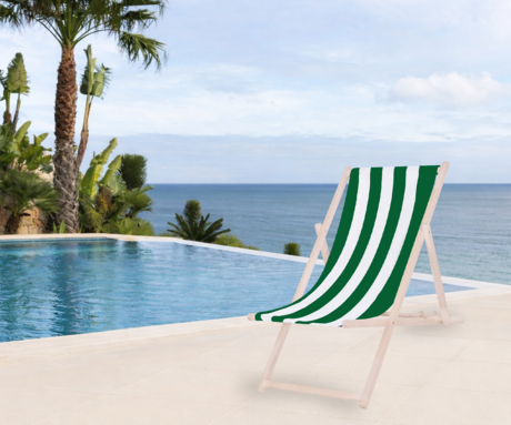 PLATINET PSW leseni ležalnik, MADE in EU, 3 stopnje nastavitve, zložljiva oblika, ultra lahka teža, zaščita pred nenamernim zlaganjem, bukov les, UV & vodoodporna tkanina, zeleno-bel