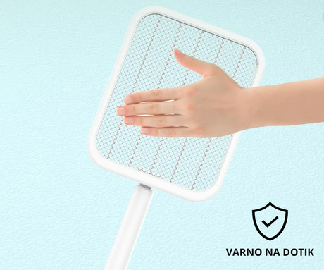 PLATINET PRMB3875 2v1 električni lopar proti mrčesu / insektom, 5W moč, zložljiva zasnova, polnilna baterija, visoka učinkovitost, trpežna izdelava, tiho delovanje, USB Type-C, bel