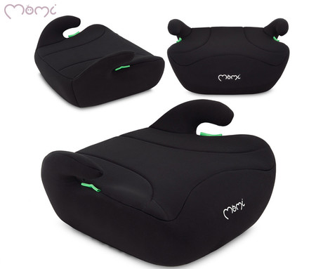 MoMi LIKO otroški avtosedež / booster, i-SIZE, univerzalni, EPA penasto mehko oblazinjenje, HDPE trpežna plastika, ergonomski ročaji, pralna tkanina, za otroke 125-150cm, 39x43x20cm, črn