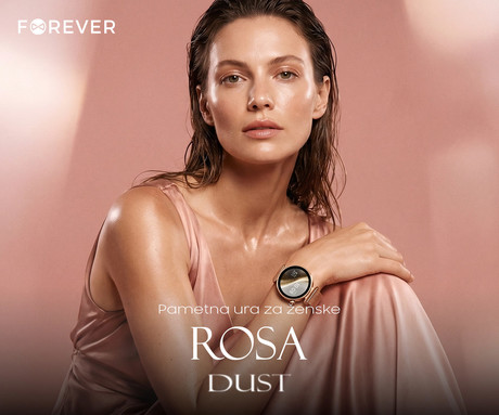 FOREVER ROSADUST SB-380 pametna ura, 1.32" AMOLED zaslon, 2 paščka, BT 5.3, Android + iOS, baterija, aplikacija, spremljanje zdravja / spanca / aktivnosti, AGC 6H steklo, IP68, roza zlata (Rose Gold)