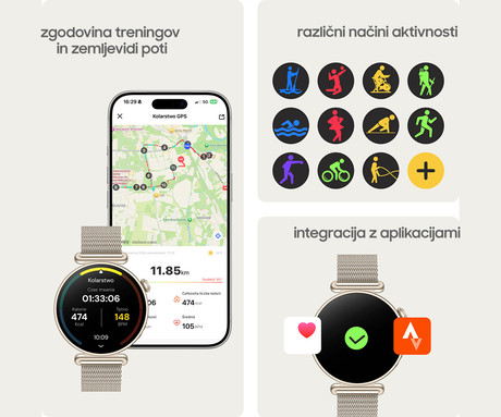 FOREVER ROSADUST SB-380 pametna ura, 1.32" AMOLED zaslon, 2 paščka, BT 5.3, Android + iOS, baterija, aplikacija, spremljanje zdravja / spanca / aktivnosti, AGC 6H steklo, IP68, roza zlata (Rose Gold)