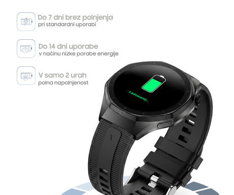 FOREVER xBASE SW-720 pametna ura, 1.43" AMOLED zaslon, 2 paščka, BT 5.3, Android + iOS, baterija, aplikacija, spremljanje zdravja / spanca / aktivnosti, AGC 6H steklo, IP68, črna (Classic Black)