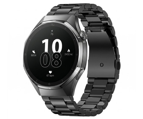 FOREVER xBASE SW-720 pametna ura, 1.43" AMOLED zaslon, 2 paščka, BT 5.3, Android + iOS, baterija, aplikacija, spremljanje zdravja / spanca / aktivnosti, AGC 6H steklo, IP68, črna (Classic Black)
