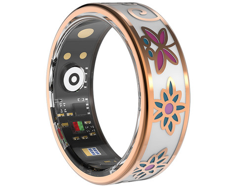 FOREVER BOTANICAL SR-101 pametni prstan, velikost 6, BT 5.4, Android + iOS, baterija, aplikacija, spremljanje zdravja / spanca / aktivnosti, 5ATM, +polnilna postaja, kovinski, roza zlat (Rose Gold)