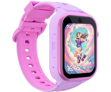 FOREVER BESTI KW-540 AI otroška pametna ura, 4G LTE, Android OS, 1.72" IPS zaslon, AI funkcije, GPS+WIFI+LBS lociranje, SMS / video / klici, SOS gumb, aplikacija, IP65, 2 paščka, roza (Blossom Pink)