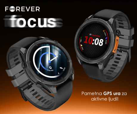 FOREVER FOCUS SW-900 pametna ura, GPS, 1.43" AMOLED zaslon, BT 5.4, Android + iOS, baterija, aplikacija, obvestila / klicanje, spremljanje zdravja / spanca / aktivnosti, IP68, črna (Midnight Black)