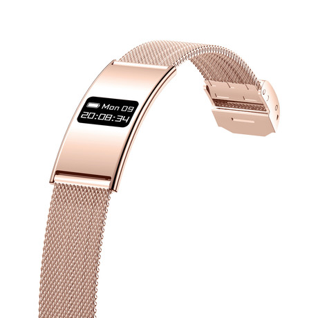 FOREVER ELEGANCE SB-B8 pametna zapestnica / ura, OLED zaslon, 2 paščka, BT 5.3, Android + iOS, baterija, aplikacija, spremljanje zdravja / spanca / aktivnosti / športa, IPX8, roza zlata (Rose Gold)