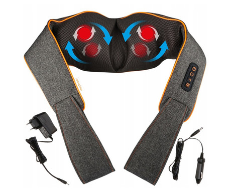 MEDIVON COLLAR SIMPLE masažna naprava za telo, profesionalna, 3D SHIATSU masaža, 2 načina, sproščanje / raztezanje / regeneracija, polnilna baterija, funkcija gretja, časovnik, gumbi, ročaji, USB-C
