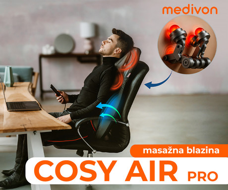 MEDIVON COSY AIR PRO masažna blazina, profesionalna, 3D SHIATSU / VIBRACIJSKA masaža, sproščanje / raztezanje / regeneracija, večconska globoka masaža, AirPressure tehnologija, gretje, daljinec