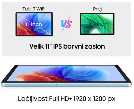 Blackview TAB 9 WIFI tablični računalnik, 11", 6GB+256GB, IPS Full HD+, Android, 8200mAh, WiFi 5, Bluetooth, zvočniki, + ovitek, moder (Frost Blue)