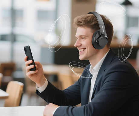 Blackview FITBUDS H1 brezžične naglavne slušalke, Bluetooth 5.4, 3D Stereo, Hybrid ANC & ENC, klicanje, mikrofon, polnilna baterija, do 65 ur, zložljive, USB Type-C, črne (Nimbus Black)