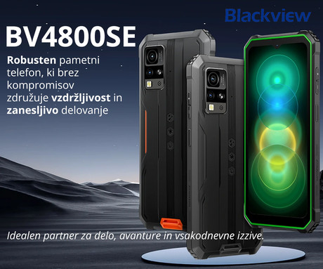 Blackview BV4800 SE robustni pametni telefon, 6.56", 4G LTE, 4GB+64GB, HD+ IPS, 90Hz, Android, 5100mAh, WIFI 5, BT 5.2, Dual SIM, GPS, NFC, Glove Mode, IP68 & IP69K & MIL-STD-810H, črn