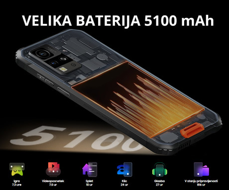 Blackview BV4800 SE robustni pametni telefon, 6.56", 4G LTE, 4GB+64GB, HD+ IPS, 90Hz, Android, 5100mAh, WIFI 5, BT 5.2, Dual SIM, GPS, NFC, Glove Mode, IP68 & IP69K & MIL-STD-810H, črn