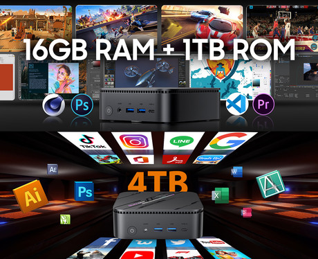 Blackview MP100 PRO namizni mini računalnik, Windows 11 PRO, Intel Alder Lake i5, 16GB RAM, 1TB SSD, WIFI 6, Bluetooth 5.2, Ethernet, 6x USB 3.2, 1x HDMI, 1x DP, 1x USB Type-C, črn