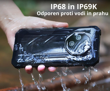 Blackview FORT 1 robustni pametni telefon, 6.56", 4G LTE, 6GB+256GB, HD+ IPS, 90Hz, Android, 3v1 AI, 10000mAh, WIFI 5, BT 5.2, Dual SIM, GPS, NFC, IP68 & IP69K & MIL-STD-810H, črn