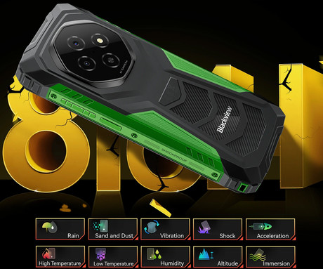 Blackview FORT 1 robustni pametni telefon, 6.56", 4G LTE, 6GB+256GB, HD+ IPS, 90Hz, Android, 3v1 AI, 10000mAh, WIFI 5, BT 5.2, Dual SIM, GPS, NFC, IP68 & IP69K & MIL-STD-810H, črn