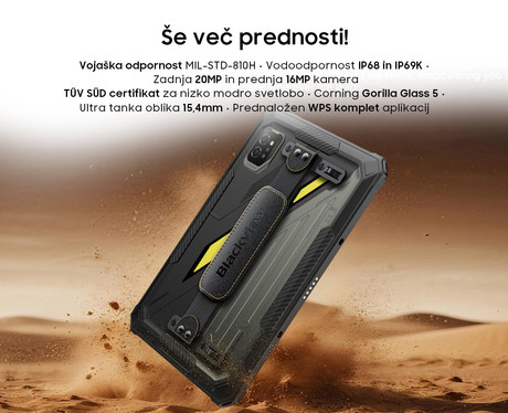 Blackview ACTIVE 7 robusten tablični računalnik, 11", 3v1 AI, 4G LTE, 8GB+128GB, IPS FHD+, Android, 10000mAh, WIFI 5, Bluetooth, Dual SIM, GPS, NFC, stereo zvočniki, +dodatki, črn