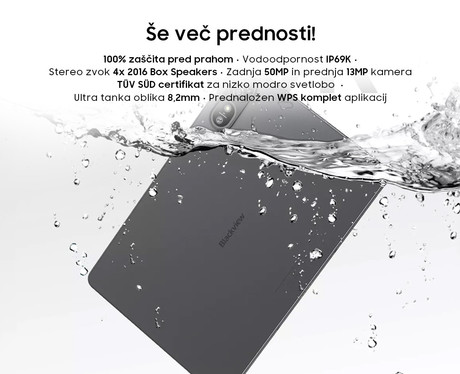 Blackview MEGA 12 tablični računalnik, 12.2", 4G LTE, 12GB+256GB, IPS QHD+, 120Hz, Android, zlat (Flash Gold)