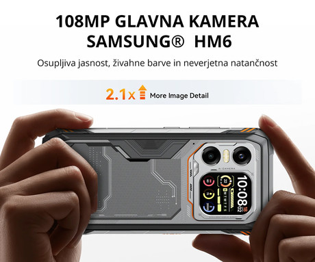 Blackview XPLORE X1 robustni pametni telefon, 6.78", 5G VoLTE, 12GB+256GB, 2.4K FHD+ IPS, 120Hz, Android, 3v1 AI, 10000mAh, WIFI 6, BT 5.2, Dual SIM, GPS, NFC, 2" zadnji zaslon, črn