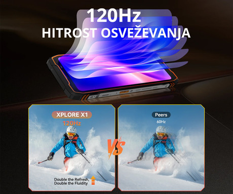 Blackview XPLORE X1 robustni pametni telefon, 6.78", 5G VoLTE, 12GB+256GB, 2.4K FHD+ IPS, 120Hz, Android, 3v1 AI, 10000mAh, WIFI 6, BT 5.2, Dual SIM, GPS, NFC, 2" zadnji zaslon, črn