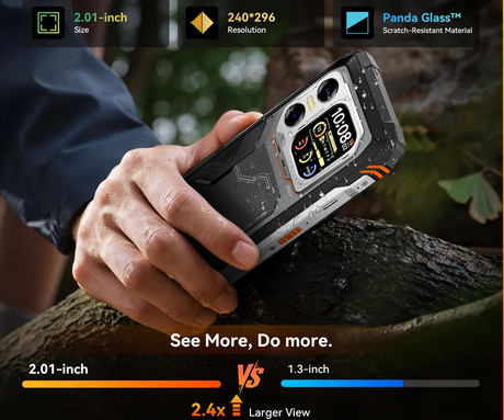 Blackview XPLORE X1 robustni pametni telefon, 6.78", 5G VoLTE, 12GB+256GB, 2.4K FHD+ IPS, 120Hz, Android, 3v1 AI, 10000mAh, WIFI 6, BT 5.2, Dual SIM, GPS, NFC, 2" zadnji zaslon, črn