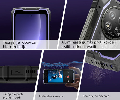 Blackview ROCK 2 robustni pametni telefon, 6.67", 5G, 12GB+256GB, HD+ IPS, 120Hz, Android, 3v1 AI, 15000mAh, WIFI 5, BT 5.0, Dual SIM, GPS, NFC, IP68 & IP69K & MIL-STD-810H, črn