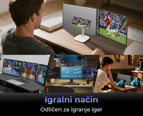 Blackview DCM6 dvojni zaslon / monitor za prenosnik, 35cm (14"), Full HD, 60Hz, IPS, 300nit, 100% sRGB, HDMI / USB-C, univerzalna združljivost, 180° nastavljiv kot, Quick-Fit montaža, Low Blue Light