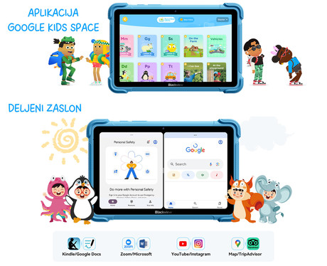 Blackview LINK 1 KIDS tablični računalnik, 8.68", 3v1 AI, 4GB+64GB, IPS HD, Android, Google Kids Space, 5000mAh, WIFI 6, Bluetooth, Widevine L1, stereo zvočniki, +dodatki, moder (Ocean Blue)